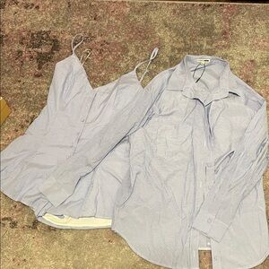 Light Blue Button-Up Shirt and romper set